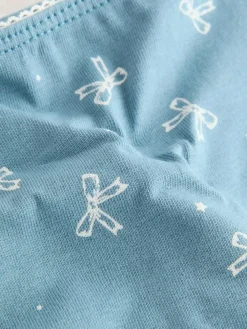 Hot Next Thong Cotton Rich Knickers 7 Pack Blue Bows