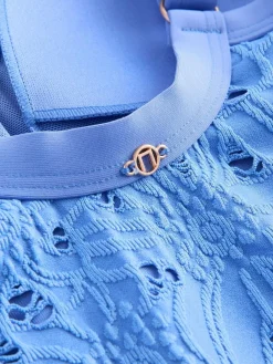 Hot Next Blue Broderie Shaping Tummy Control Swimsuit