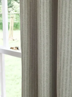 Next Brushed Stripe Lined Eyelet Curtains Blue