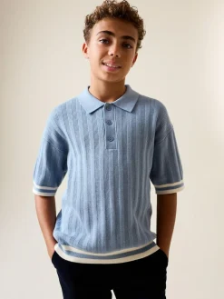 Next Button Neck Knitted Polo Shirt (3-16yrs)^BOY Knitwear & Sweaters|Knitwear