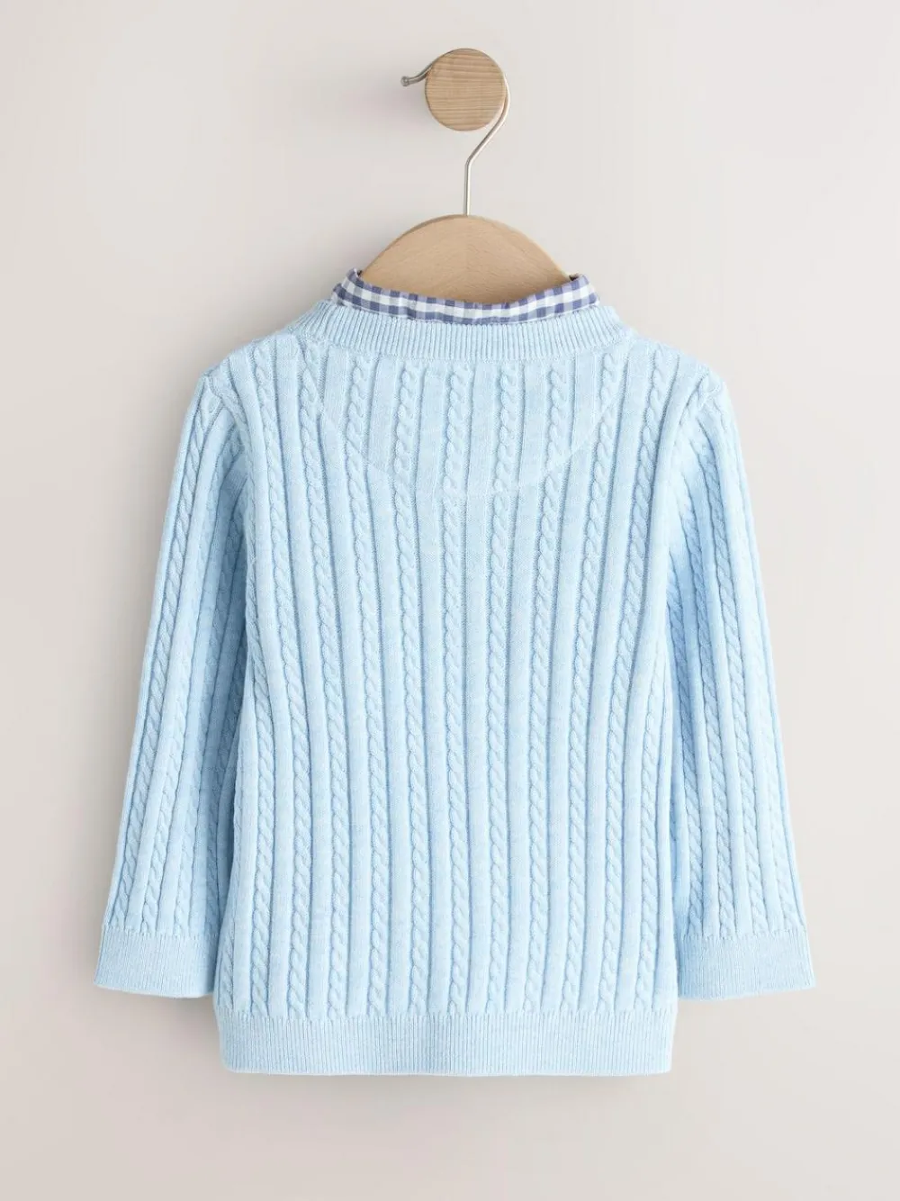 Next Blue Cable Knit Mock Shirt Jumper (3mths-7yrs)^BOY Knitwear|Knitwear