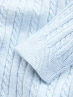 Next Blue Cable Knit Mock Shirt Jumper (3mths-7yrs)^BOY Knitwear|Knitwear