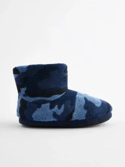 Online Next Slipper Boots Blue Camo
