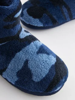 Online Next Slipper Boots Blue Camo