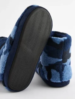 Online Next Slipper Boots Blue Camo