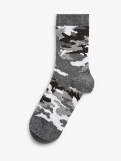 Next Blue Camouflage/Stripes Cotton Rich Socks 7 Pack^BOY Socks