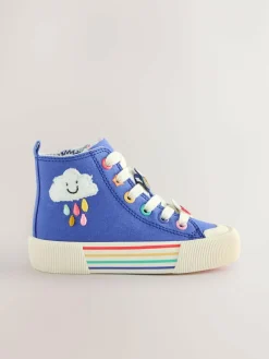 Online Next Blue Character Appliqué Standard Fit (F) High Top Trainers