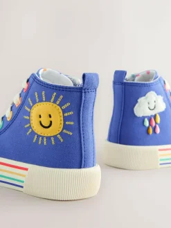 Online Next Blue Character Appliqué Standard Fit (F) High Top Trainers