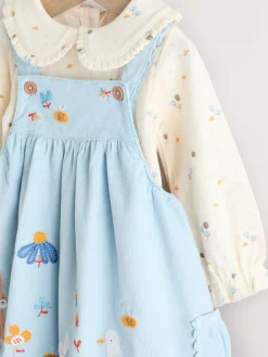 Next Blue Character Baby Cord Pinafore Long Sleeve Bodysuit & Tights Set (0mths-2yrs)^ Dresses|Dresses