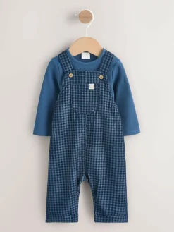 Online Next Baby Cord Dungaree and Bodysuit Set (0mths-2yrs) Blue Check