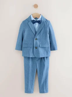 Next Blue Check Blazer, Shirt, Trousers & Bow Tie Set (3mths-9yrs)^BOY Pants & Chinos|Occasionwear