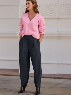 Discount Next Blue Check N. Premium Barrel Leg Trousers With Wool