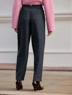 Discount Next Blue Check N. Premium Barrel Leg Trousers With Wool