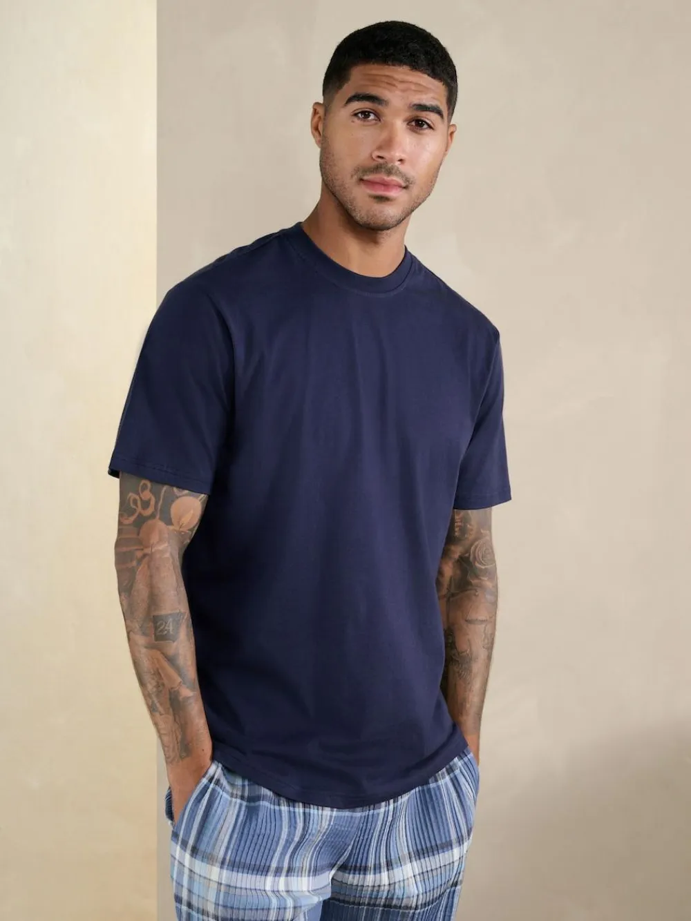 Next Blue Check Short Sleeve Pyjamas Set^ Nightwear|Pyjamas