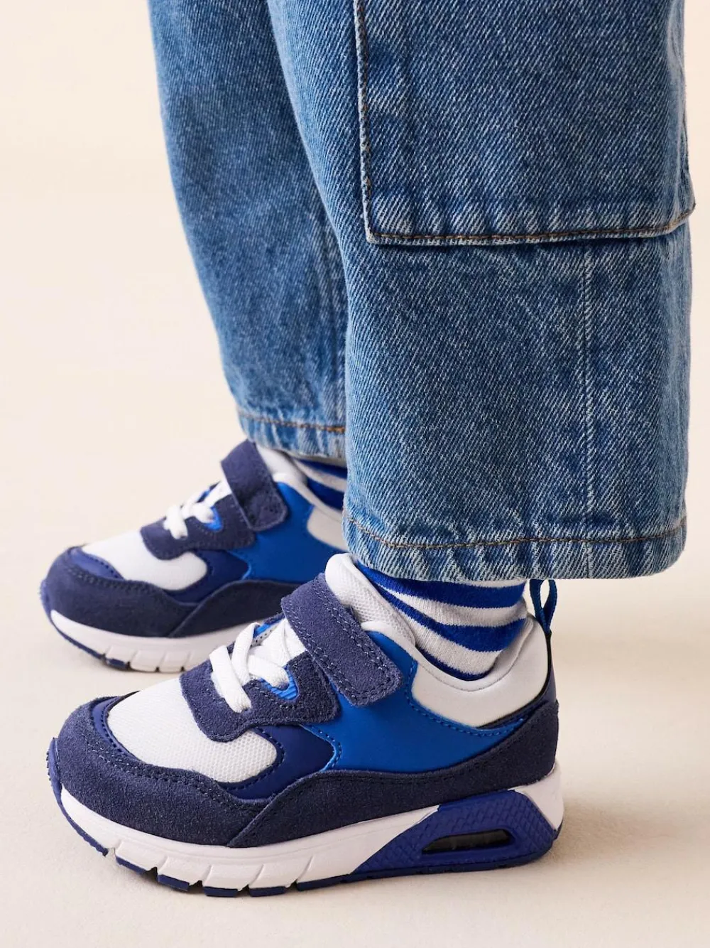 Next Blue Cobalt Standard Fit (F) Elastic Lace Trainers