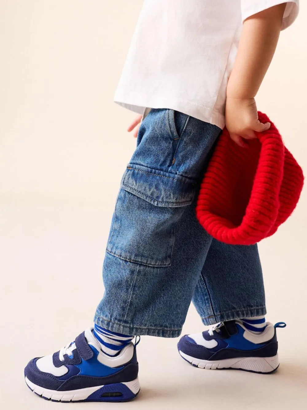 Next Blue Cobalt Standard Fit (F) Elastic Lace Trainers