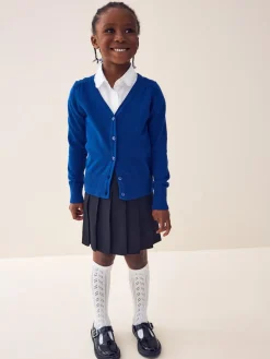 Next Blue Cotton Rich School V-Neck Cardigan (3-16yrs)^ Knitwear & Sweaters|Knitwear
