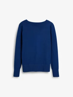 Next Blue Cotton Rich School V-Neck Cardigan (3-16yrs)^ Knitwear & Sweaters|Knitwear