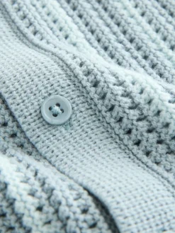 Next Blue Crochet Knitted Short Sleeve Shirt and Shorts Set (3mths-10yrs)^BOY Knitwear & Sweaters|Knitwear