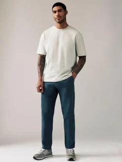 Hot Next Blue Dark Straight Fit Stretch Chinos Trousers
