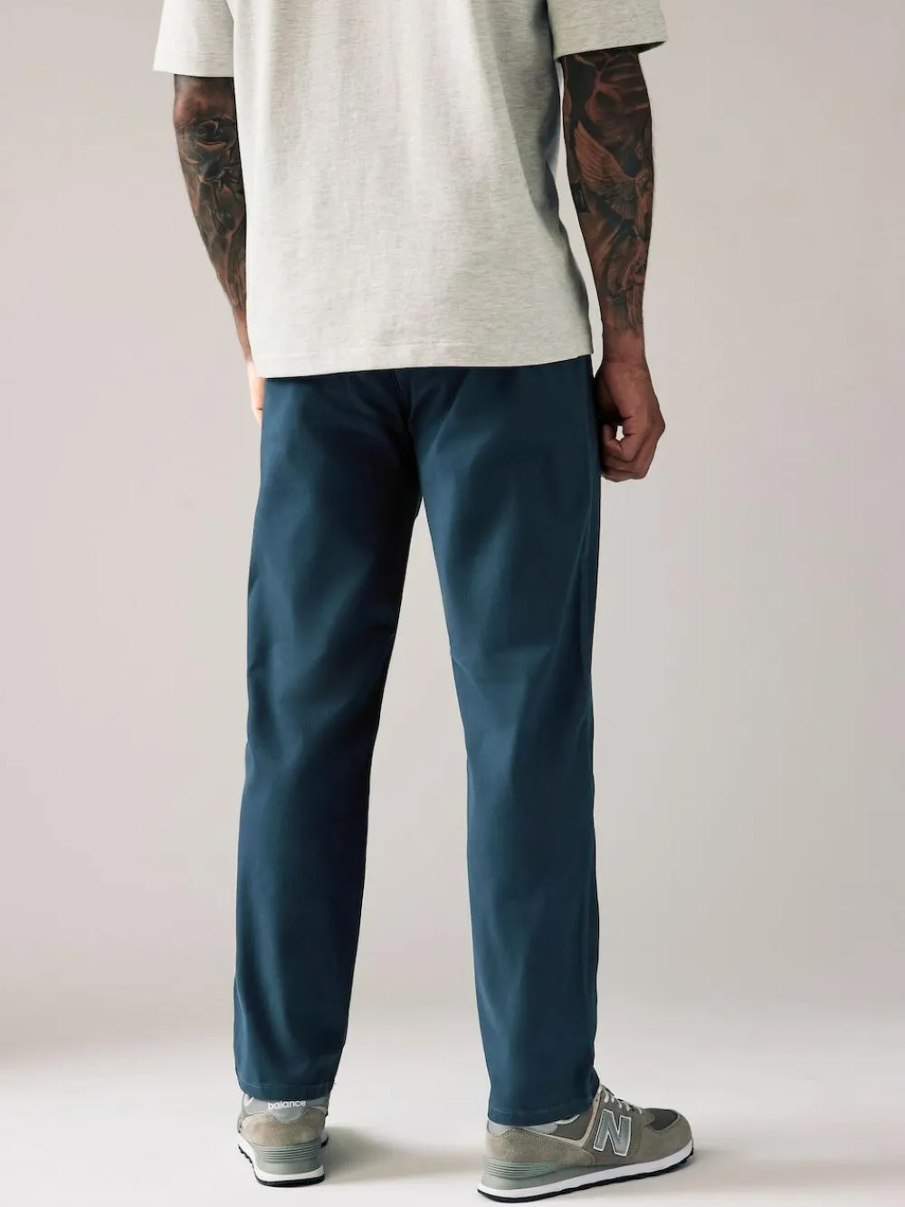 Hot Next Blue Dark Straight Fit Stretch Chinos Trousers