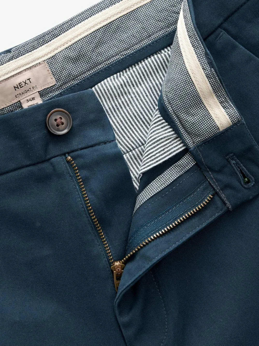 Hot Next Blue Dark Straight Fit Stretch Chinos Trousers