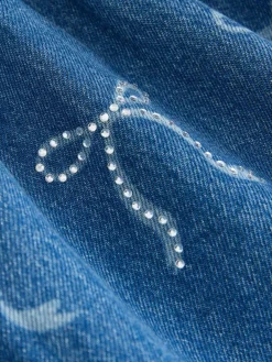 Next Blue Denim Bow Diamante Shirt Dress (3-16yrs)^ Dresses