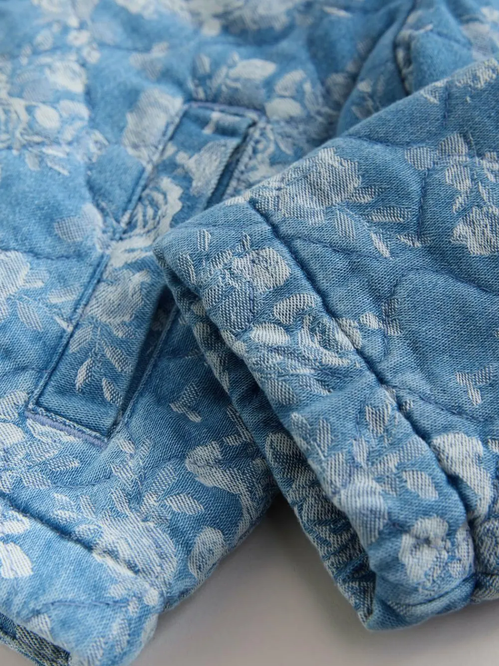 Sale Next Blue Denim Jacquard Quilted Jacket (3mths-7yrs)