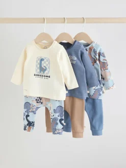 Next Blue Dino Tops and Leggings 6 Piece Baby Set (0mths-3yrs)
