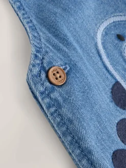 Best Next Baby Denim Dungarees and Bodysuit Set (0mths-2yrs) Blue Dinosaur