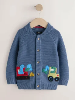 Hot Next Blue Dinosaur Character Cardigan (3mths-7yrs)