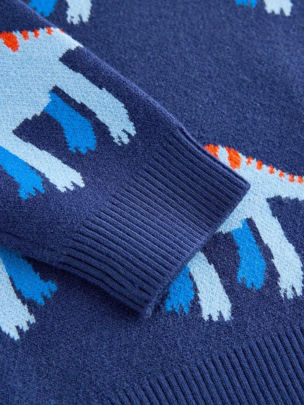 Next Blue Dinosaur Knitted Crew Neck Jumper (3mths-7yrs)