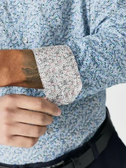 Next Blue Ditsy Regular Fit Long Sleeve Shirt^ Shirts