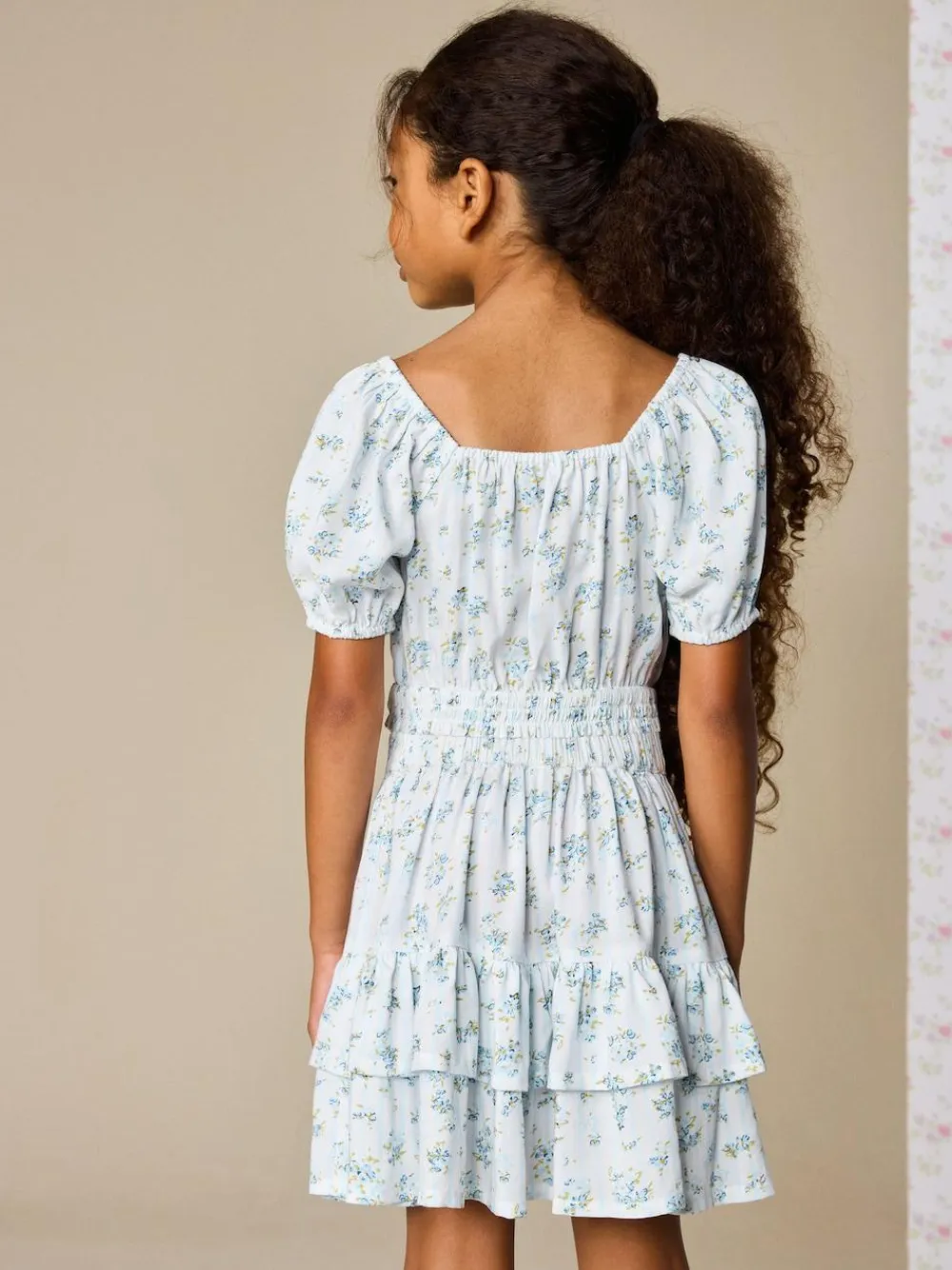 Sale Next Puff Sleeve Blouse and Skirt Set (3-16yrs) Blue Ditsy Stripe