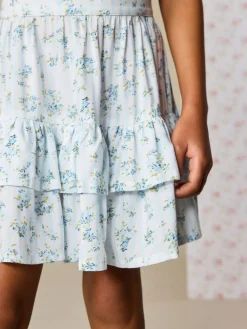 Sale Next Puff Sleeve Blouse and Skirt Set (3-16yrs) Blue Ditsy Stripe