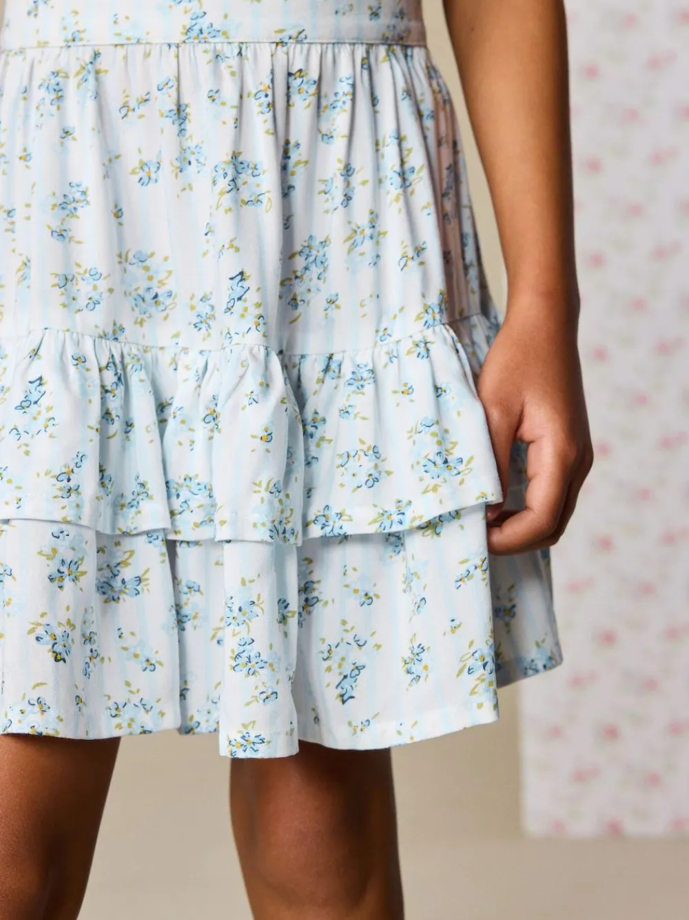 Sale Next Puff Sleeve Blouse and Skirt Set (3-16yrs) Blue Ditsy Stripe