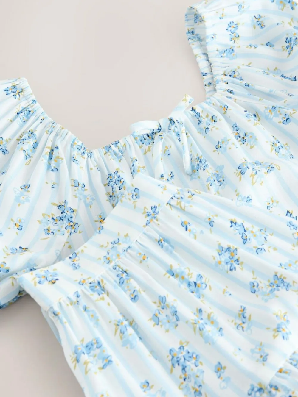 Sale Next Puff Sleeve Blouse and Skirt Set (3-16yrs) Blue Ditsy Stripe