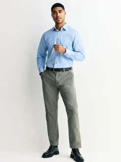 Next Blue Dobby Slim Fit Cotton Stretch Long Sleeve Formal Shirt^ Shirts