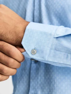 Next Blue Dobby Slim Fit Cotton Stretch Long Sleeve Formal Shirt^ Shirts