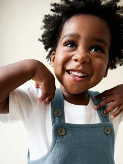 Hot Next Blue Dungarees and T-Shirt Set (3mths-7yrs)