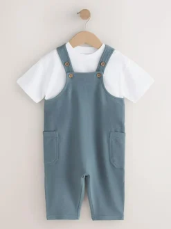 Hot Next Blue Dungarees and T-Shirt Set (3mths-7yrs)