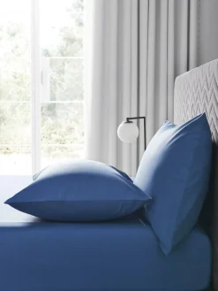Next Blue Easy Care Polycotton Fitted Sheet^ Bedsheets & Pillow Cases