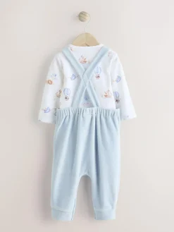 Next Baby Velour Dungarees and Bodysuit Set (0mths-3yrs)^BOY Rompers & Overalls|Dungarees