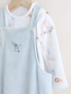 Next Baby Velour Dungarees and Bodysuit Set (0mths-3yrs)^BOY Rompers & Overalls|Dungarees