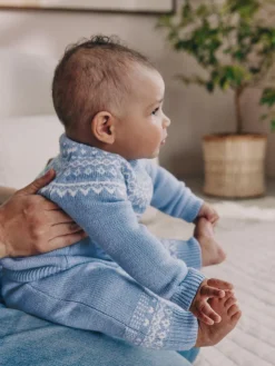 Best Next Blue Fairisle Knitted Top and Leggings Set (0mths-2yrs)