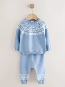 Best Next Blue Fairisle Knitted Top and Leggings Set (0mths-2yrs)