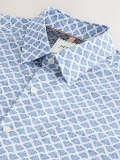 Sale Next Easy Iron With Short Sleeve Oxford Shirt Blue Fan Print