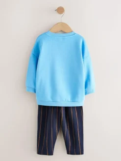 Sale Next Blue Farm Animal Single Sweatshirt And Stripe Joggers Set (3mths-7yrs)