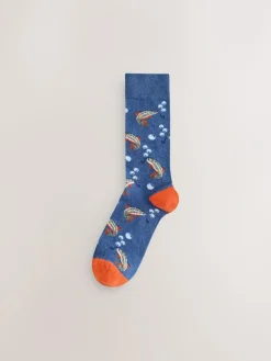 Outlet Next Blue Fish Stripe Pattern Socks 5 Pack