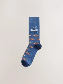 Outlet Next Blue Fish Stripe Pattern Socks 5 Pack